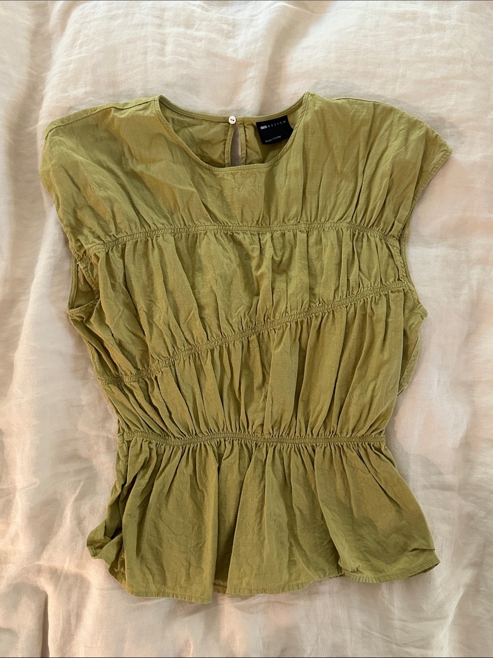 ASOS DESIGN ruched piping detail sleeveless top in khaki green
